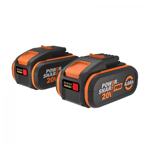 Worx WA3014.2 - Pack de 2 Baterías 20V 4,0Ah con indicador
